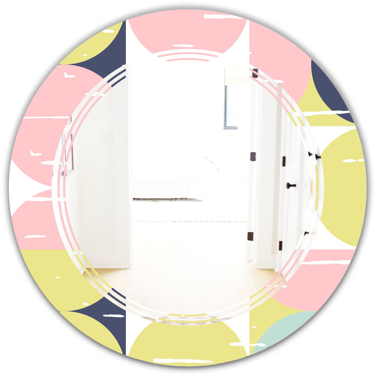 Retro Pastel Circular Pattern I - Modern Round or Oval Wall Mirror - Triple C