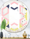 Retro Pastel Circular Pattern I - Modern Round or Oval Wall Mirror - Hexagon Star