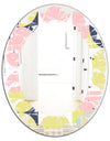 Retro Pastel Circular Pattern I - Modern Round or Oval Wall Mirror - Leaves