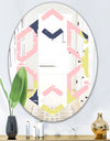 Retro Pastel Circular Pattern I - Modern Round or Oval Wall Mirror - Hexagon Star