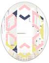 Retro Pastel Circular Pattern I - Modern Round or Oval Wall Mirror - Hexagon Star