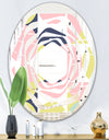 Retro Pastel Circular Pattern I - Modern Round or Oval Wall Mirror - Whirl