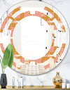 Pink Retro Abstract Design - Modern Round or Oval Wall Mirror - Space