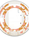 Pink Retro Abstract Design - Modern Round or Oval Wall Mirror - Space