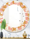 Pink Retro Abstract Design - Modern Round or Oval Wall Mirror - Leaves