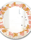 Pink Retro Abstract Design - Modern Round or Oval Wall Mirror - Leaves