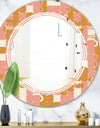 Pink Retro Abstract Design - Modern Round or Oval Wall Mirror - Triple C