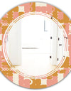 Pink Retro Abstract Design - Modern Round or Oval Wall Mirror - Triple C
