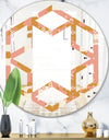 Pink Retro Abstract Design - Modern Round or Oval Wall Mirror - Hexagon Star