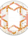 Pink Retro Abstract Design - Modern Round or Oval Wall Mirror - Hexagon Star