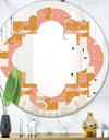 Pink Retro Abstract Design - Modern Round or Oval Wall Mirror - Quatrefoil