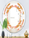 Pink Retro Abstract Design - Modern Round or Oval Wall Mirror - Space