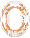 Pink Retro Abstract Design - Modern Round or Oval Wall Mirror - Space
