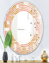 Pink Retro Abstract Design - Modern Round or Oval Wall Mirror - Wave