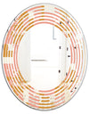 Pink Retro Abstract Design - Modern Round or Oval Wall Mirror - Wave