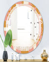 Pink Retro Abstract Design - Modern Round or Oval Wall Mirror - Triple C