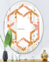 Pink Retro Abstract Design - Modern Round or Oval Wall Mirror - Hexagon Star
