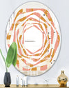 Pink Retro Abstract Design - Modern Round or Oval Wall Mirror - Whirl