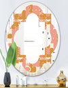 Pink Retro Abstract Design - Modern Round or Oval Wall Mirror - Quatrefoil