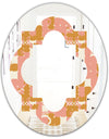 Pink Retro Abstract Design - Modern Round or Oval Wall Mirror - Quatrefoil