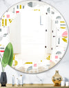 Retro Abstract Design XVI - Modern Round or Oval Wall Mirror - Leaves