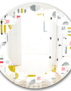 Retro Abstract Design XVI - Modern Round or Oval Wall Mirror - Leaves