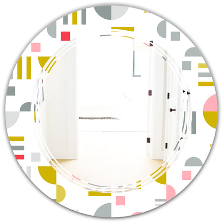 Retro Abstract Design XVI - Modern Round or Oval Wall Mirror - Triple C