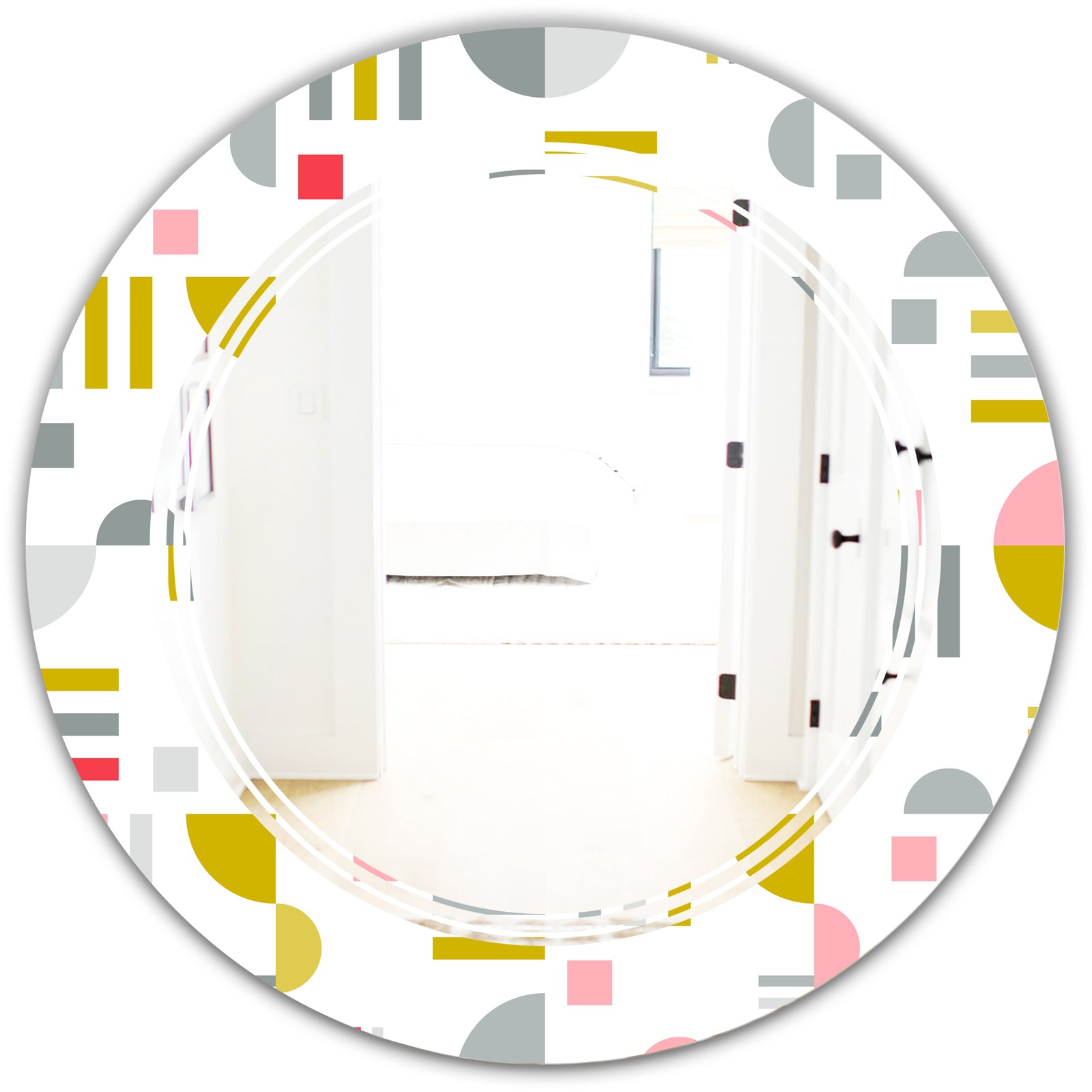 Retro Abstract Design XVI - Modern Round or Oval Wall Mirror - Triple C