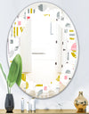 Retro Abstract Design XVI - Modern Round or Oval Wall Mirror - Leaves