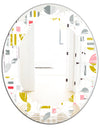Retro Abstract Design XVI - Modern Round or Oval Wall Mirror - Leaves