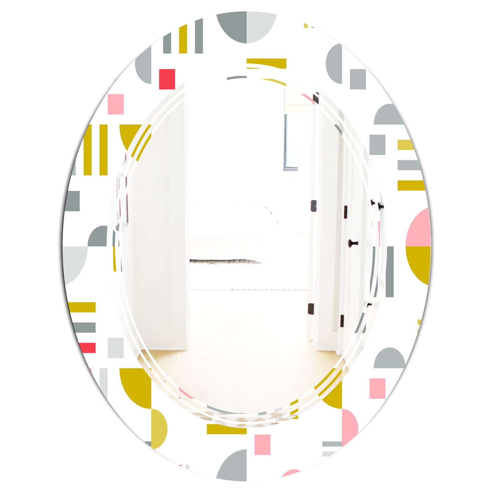 Retro Abstract Design XVI - Modern Round or Oval Wall Mirror - Triple C