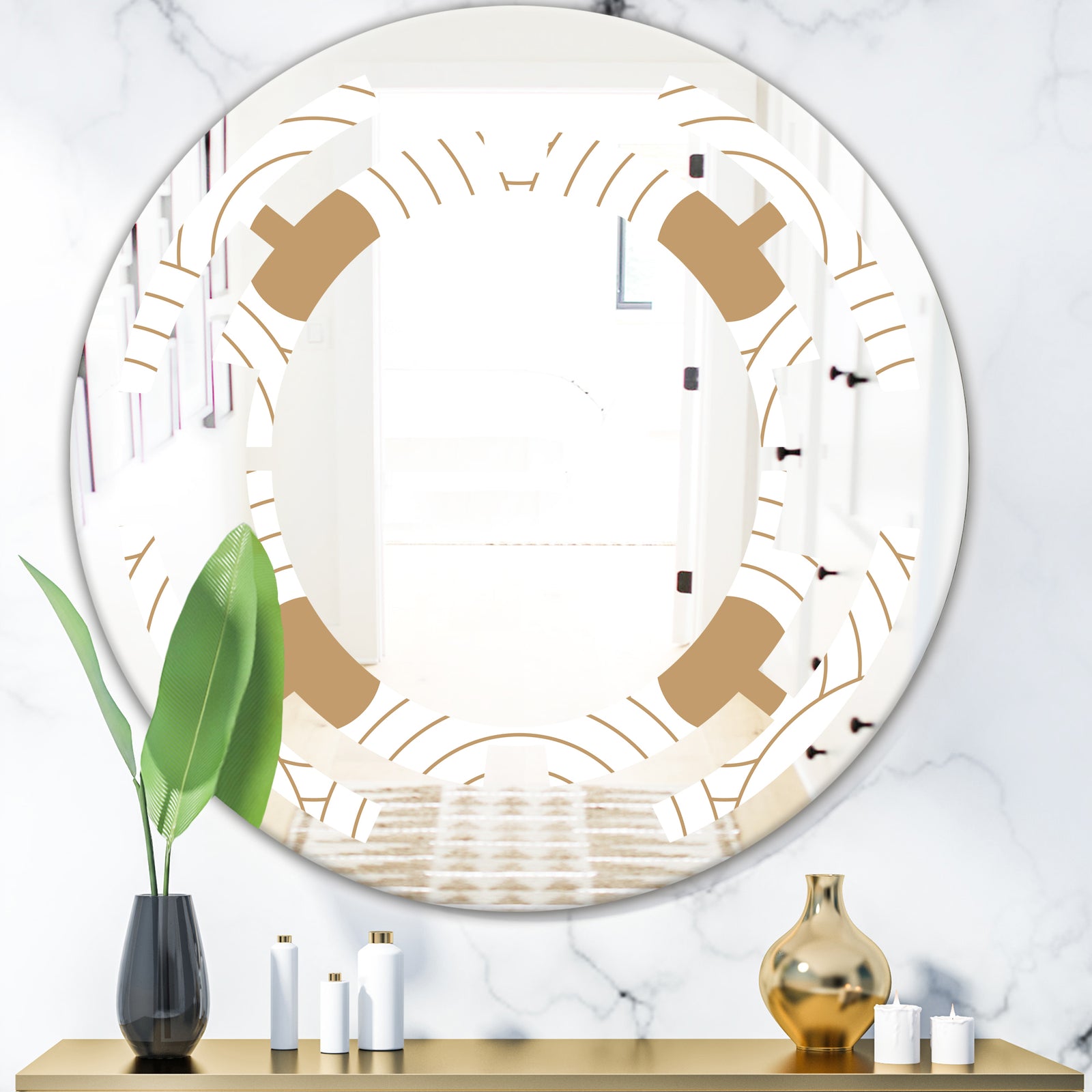 Circular Retro Design - Modern Round or Oval Wall Mirror - Space