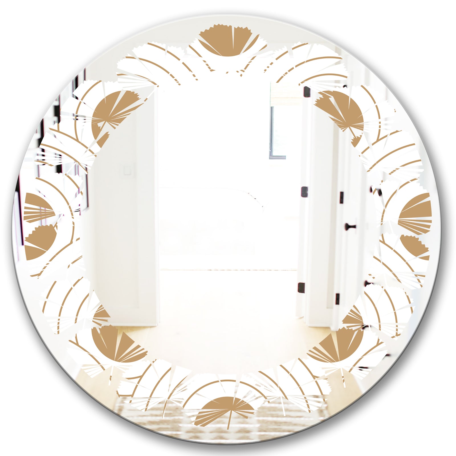 Circular Retro Design - Modern Round or Oval Wall Mirror - Leaves