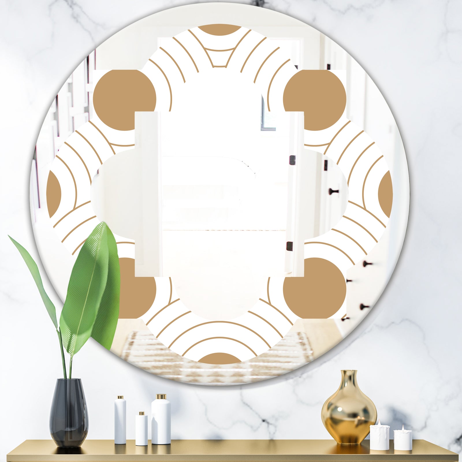 Circular Retro Design - Modern Round or Oval Wall Mirror - Quatrefoil