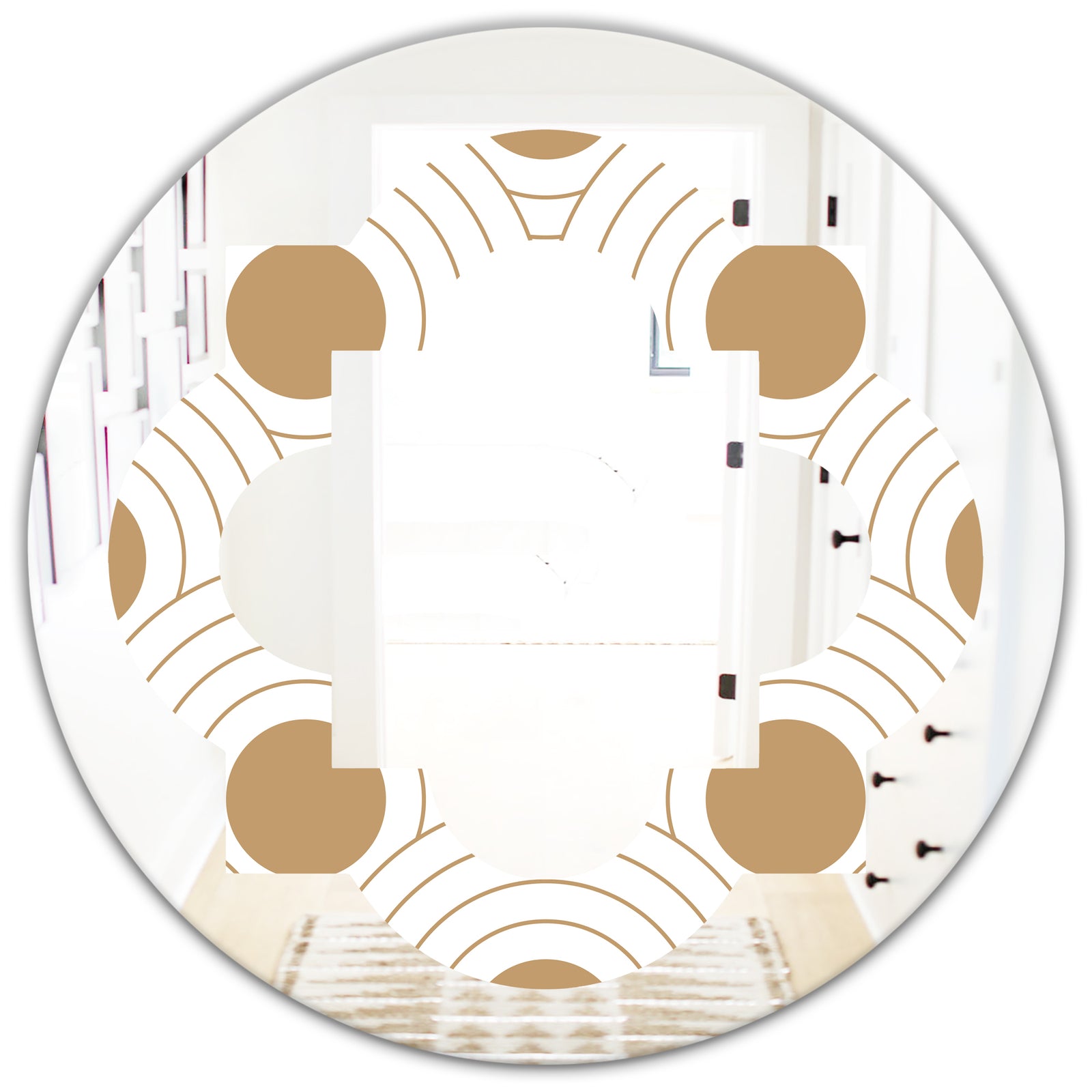 Circular Retro Design - Modern Round or Oval Wall Mirror - Quatrefoil