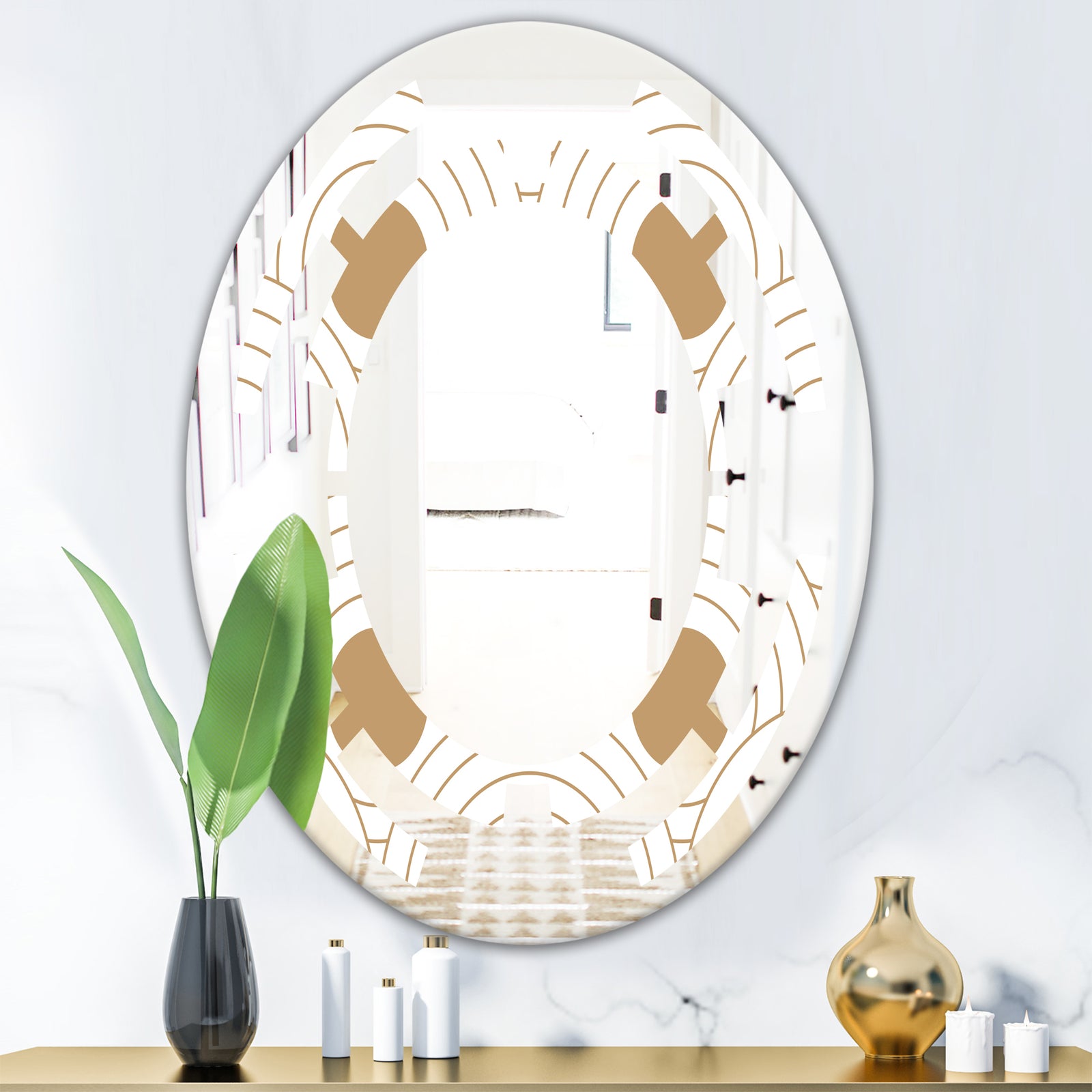 Circular Retro Design - Modern Round or Oval Wall Mirror - Space