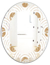 Circular Retro Design - Modern Round or Oval Wall Mirror - Leaves