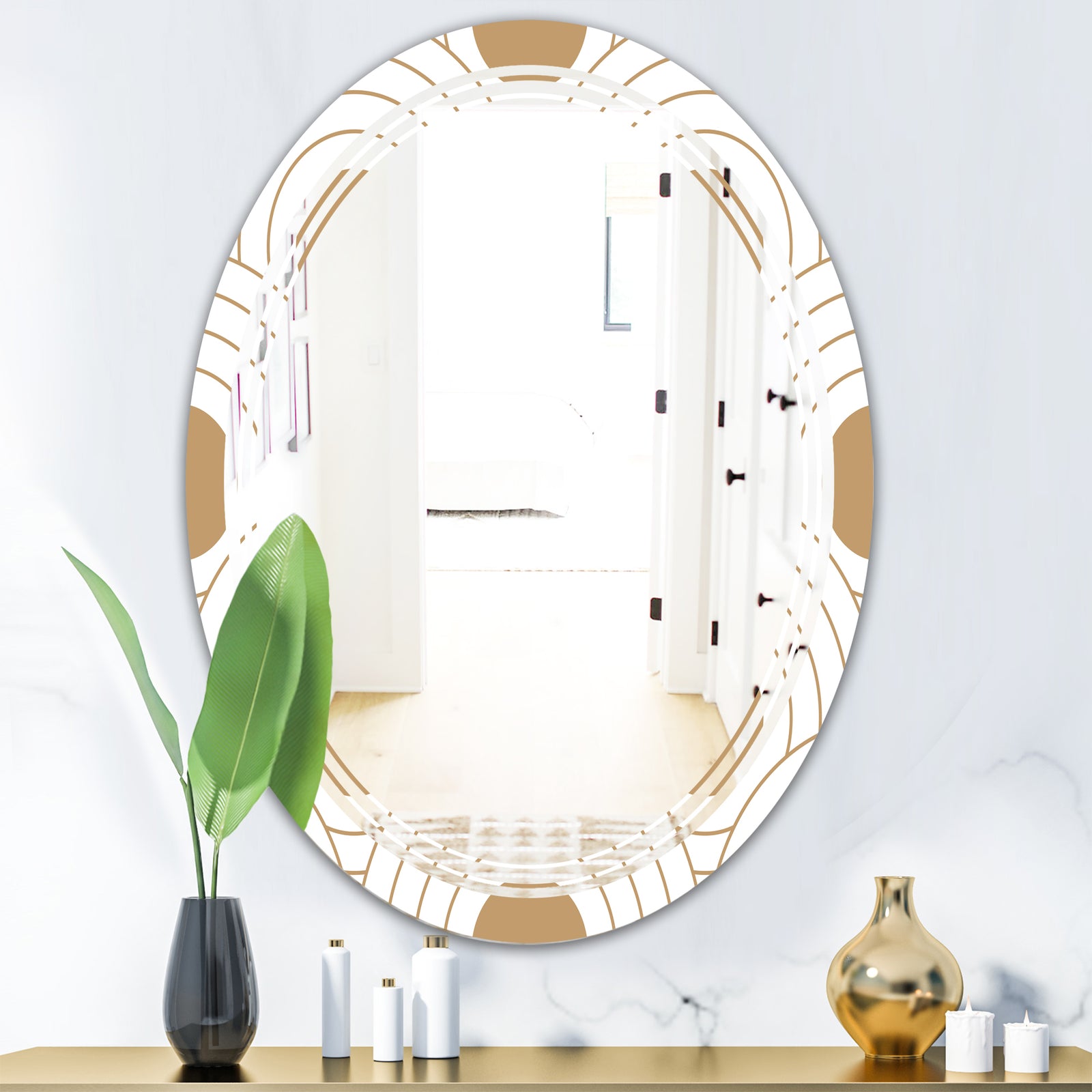 Circular Retro Design - Modern Round or Oval Wall Mirror - Triple C