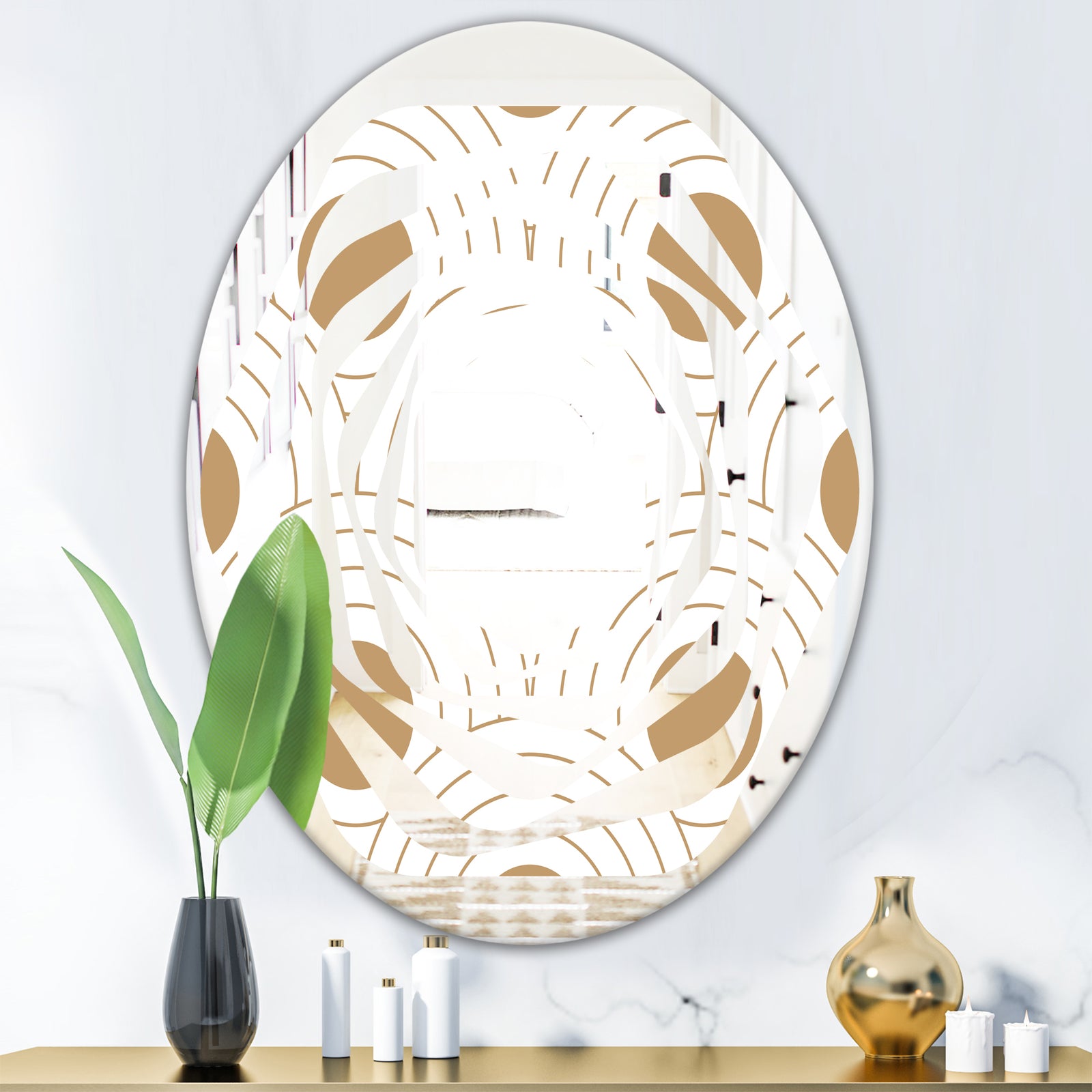 Circular Retro Design - Modern Round or Oval Wall Mirror - Whirl