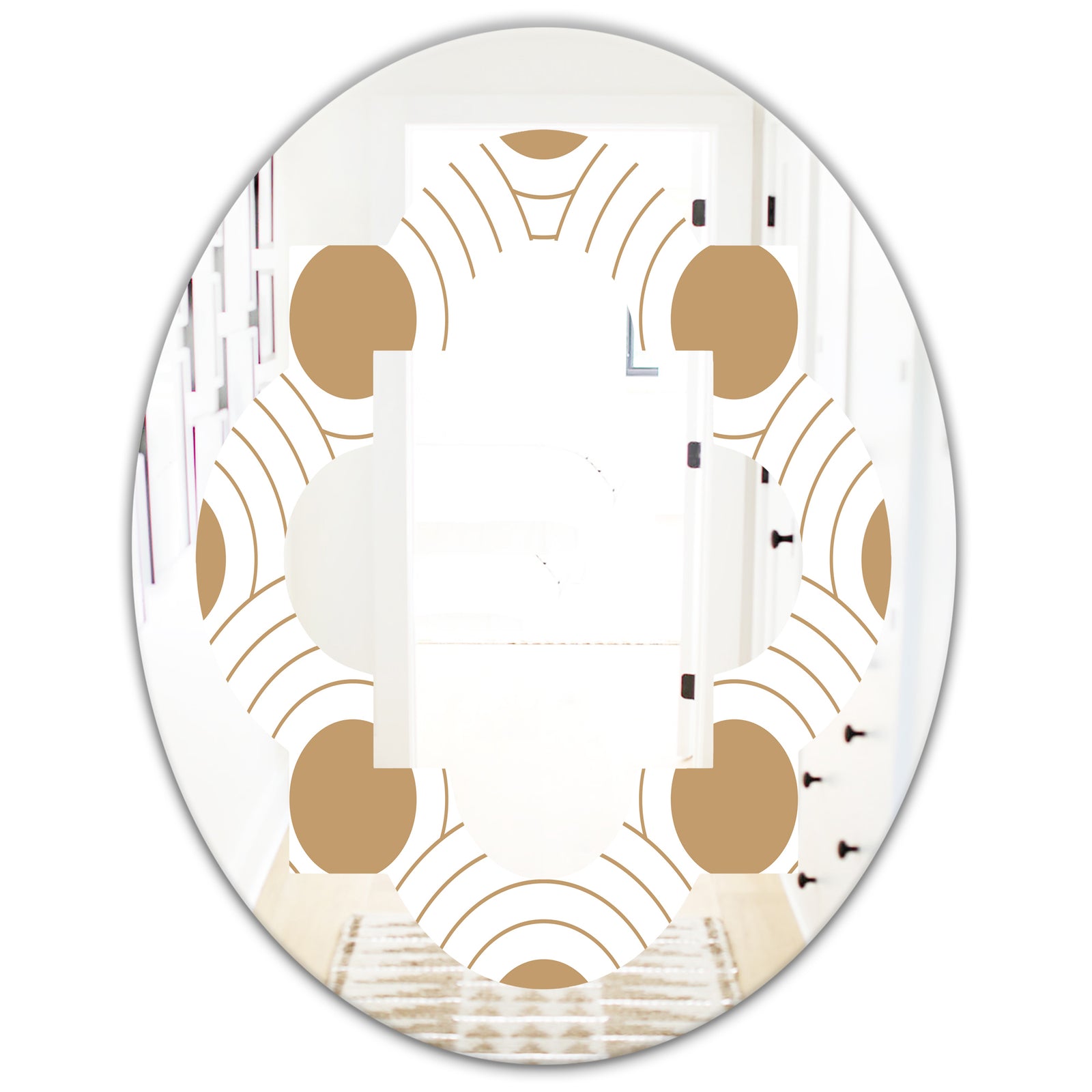 Circular Retro Design - Modern Round or Oval Wall Mirror - Quatrefoil