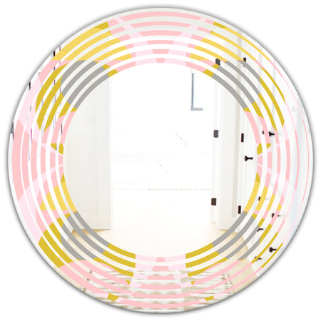 Retro Pastel Circular Pattern IV - Modern Round or Oval Wall Mirror - Wave