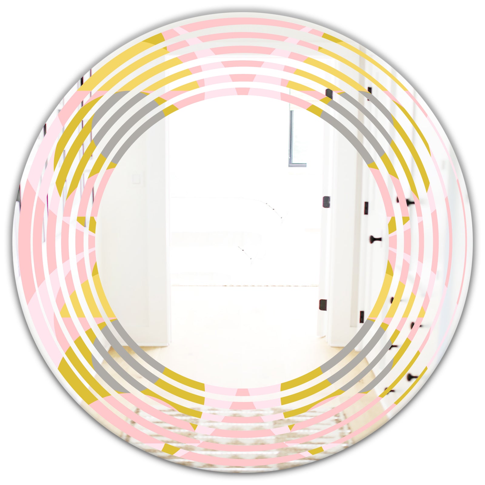 Retro Pastel Circular Pattern IV - Modern Round or Oval Wall Mirror - Wave
