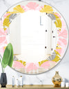 Retro Pastel Circular Pattern IV - Modern Round or Oval Wall Mirror - Leaves