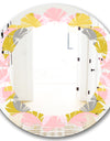 Retro Pastel Circular Pattern IV - Modern Round or Oval Wall Mirror - Leaves