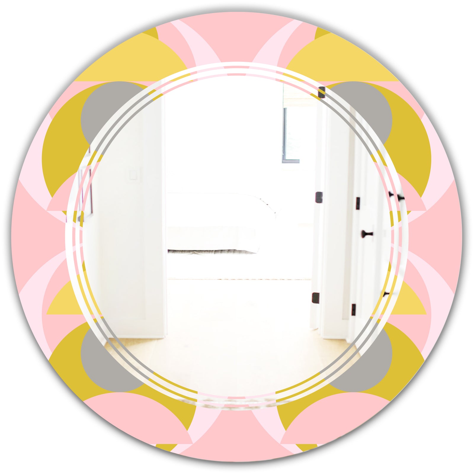 Retro Pastel Circular Pattern IV - Modern Round or Oval Wall Mirror - Triple C