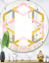 Retro Pastel Circular Pattern IV - Modern Round or Oval Wall Mirror - Hexagon Star