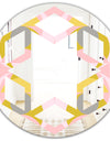 Retro Pastel Circular Pattern IV - Modern Round or Oval Wall Mirror - Hexagon Star