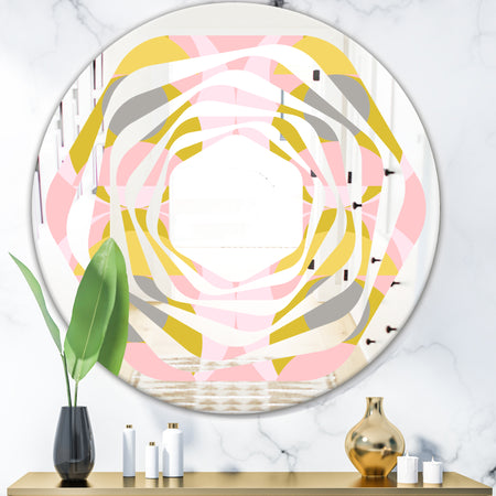 Retro Pastel Circular Pattern IV - Modern Round or Oval Wall Mirror - Whirl