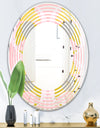 Retro Pastel Circular Pattern IV - Modern Round or Oval Wall Mirror - Wave