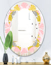 Retro Pastel Circular Pattern IV - Modern Round or Oval Wall Mirror - Leaves